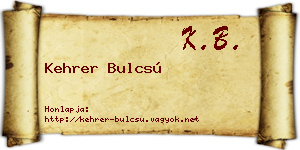 Kehrer Bulcsú névjegykártya
